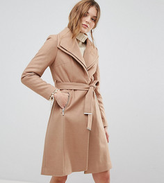 Пальто с двойным воротником и ремнем New Look - Коричневый