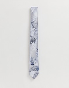 Галстук с цветочным принтом Burton Menswear - Серый