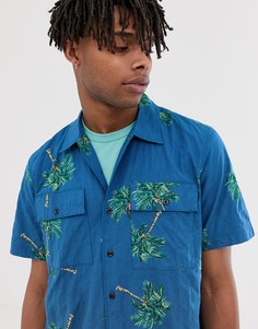 Синяя рубашка с короткими рукавами и пальмами Levis Skateboarding - Синий
