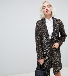 Приталенное пальто с леопардовым принтом New Look - Коричневый