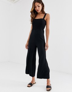 Черный трикотажный комбинезон со сборками Stradivarius - Мульти
