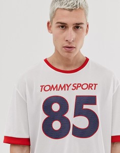 Белая oversize-футболка с принтом 85 Tommy Sport - Белый