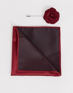 Булавка на лацкан пиджака с цветком и платок-паше Gianni Feraud - Красный