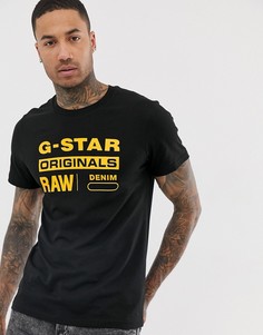 Черная футболка из органического хлопка с логотипом G-Star Originals - Черный