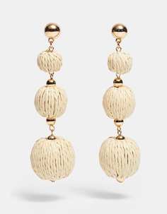 Серьги из рафии с шариками Stradivarius