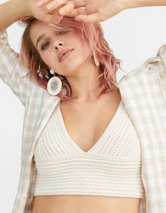 Бюстгальтер бралетт с кружевом кроше Stradivarius