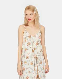 Топ с цветочным принтом и воланами Stradivarius