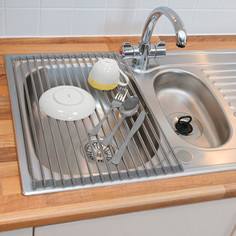 Сушилка Tatkraft SPIN на мойку складная, 52x34x0,8 см, можно мыть в посудомоечной машине, нержавеющая сталь, силикон