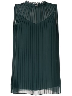 Kuho pleated ruffle neck blouse