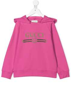 Gucci Kids толстовка в винтажном стиле с капюшоном и логотипом