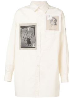 Yohji Yamamoto удлиненная рубашка с нашивками