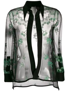 Yohji Yamamoto Vintage полупрозрачная рубашка с вышивкой
