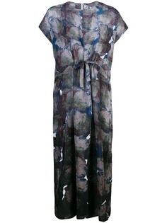 Anntian присборенное платье миди с принтом