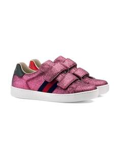 Gucci Kids кроссовки с блестками и отделкой Web