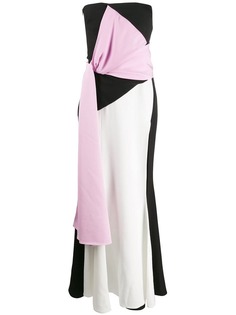 Avaro Figlio colour block strapless dress