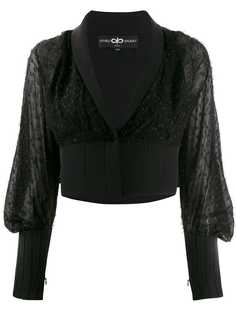 Avaro Figlio embellished sheer crop blouse