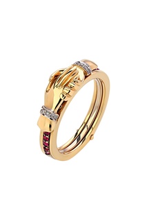 Золотое кольцо с бриллиантами и рубинами Кремлевские Мастера