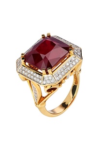 Золотое кольцо с рубином и бриллиантами Кремлевские Мастера
