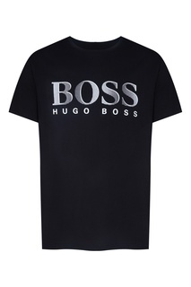 Черная футболка с принтом Boss