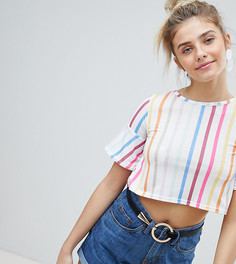 Укороченная футболка в разноцветную полоску PrettyLittleThing - Мульти