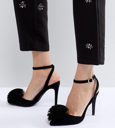 Туфли-лодочки с заостренным носком и помпоном New Look - Черный