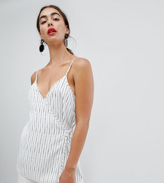 Топ в полоску на бретелях с запахом River Island - Кремовый
