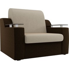 Кресло-кровать АртМебель Сенатор микровельвет бежевый/коричневый (60)