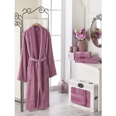 Набор из халата и 2 полотенец Do and Co Gold (10484 фуксия)