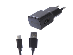 Зарядное устройство Dekken USB 1A + кабель Type-C Black 20916
