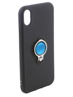 Аксессуар Чехол для APPLE iPhone XR DF Silicone с кольцом-держателем Black iRing-02