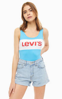 Топ-боди Голубой топ-боди с логотипом бренда Levis
