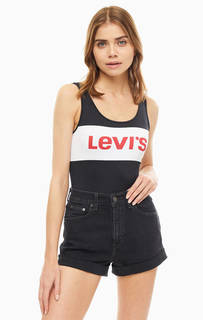 Топ-боди Черный топ-боди с логотипом бренда Levis