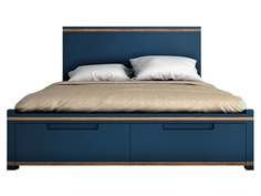 Кровать с ящиком travel (etg-home) синий 160x120x200 см.