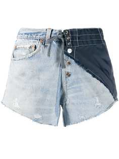 Greg Lauren шорты с контрастной вставкой