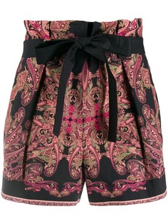 Alberta Ferretti шорты с поясом и принтом пейсли