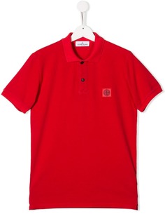 Stone Island Junior рубашка-поло с логотипом на груди