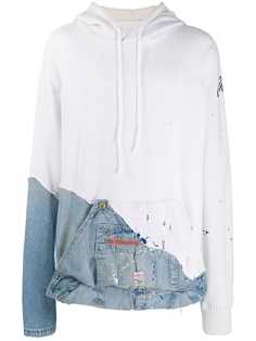 Greg Lauren худи со вставкой из денима