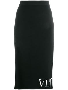 Valentino logo knitted pencil skirt