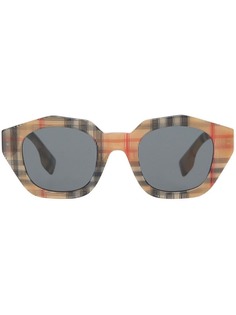 Burberry Eyewear Vintage Check Geometric Frame Sunglasses