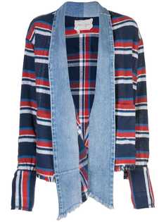 Greg Lauren кардиган в полоску со вставкой из денима