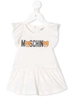 Moschino Kids платье-футболка с логотипом и оборкой