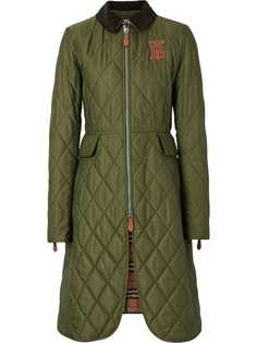 Burberry стеганое пальто с монограммой