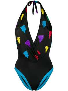 Fendi Vintage abstract print halterneck swimsuit