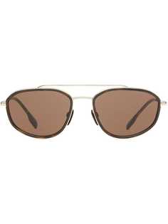 Burberry Eyewear Gold-plated Geometric Navigator Sunglasses