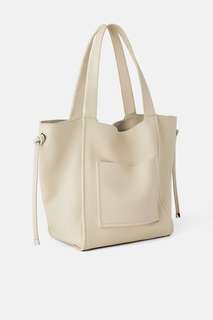 Кожаная сумка-шопер среднего размера Zara