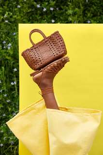 Плетеная кожаная сумка-шопер Zara