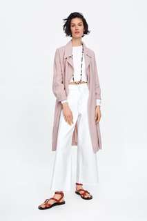 Тренч из льняной ткани с поясом Zara