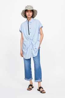 Рубашка в полоску с бантом Zara