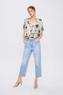 Прямые укороченные джинсы z1975 straight cropped Zara