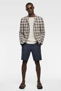 Пиджак в клетку с рельефным узором Zara
